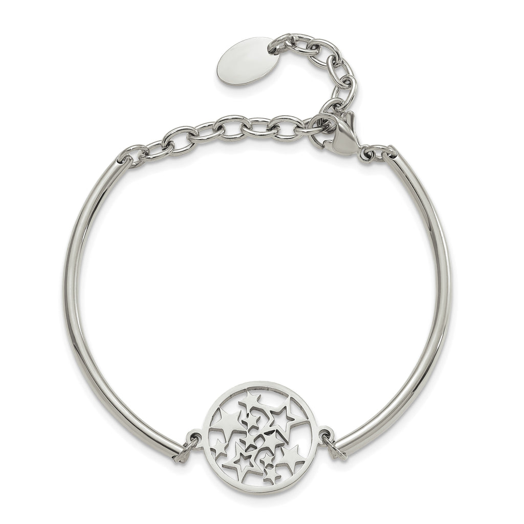 Chisel Stars Bangle Bracelet in Stainless Steel, 2.5mm, 5.5 Inch - Sophia Jewelers