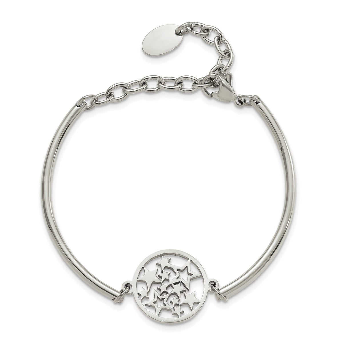 Chisel Stars Bangle Bracelet in Stainless Steel, 2.5mm, 5.5 Inch - Sophia Jewelers