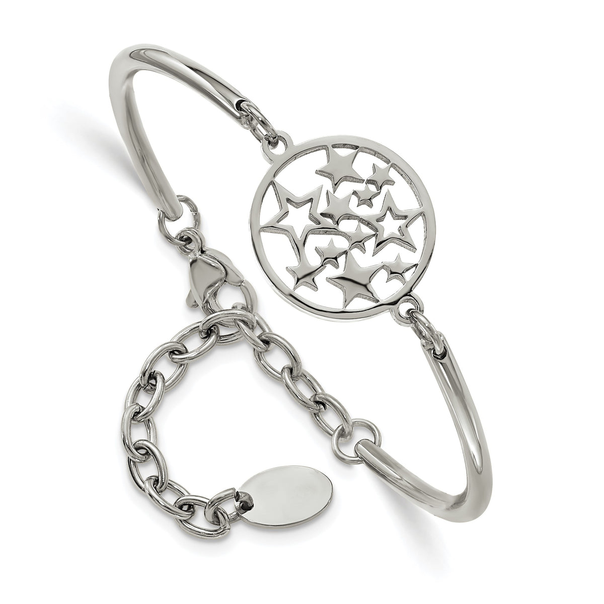 Stars Bangle Bracelet in Stainless Steel, 2.5mm, 5.5 Inch - Sophia Jewelers Main image