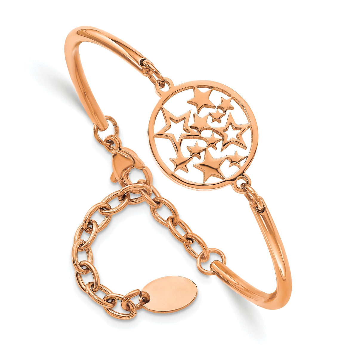 Stars Bangle Bracelet in Rose Gold Stainless Steel, 2.5mm, 5.5" - Sophia Jewelers Main image