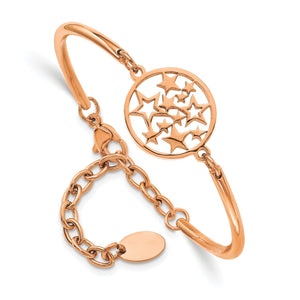 Stars Bangle Bracelet in Rose Gold Stainless Steel, 2.5mm, 5.5" - Sophia Jewelers