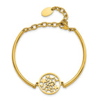 Chisel Stainless Steel Polished Yellow IP-plated Stars Bangle Bracelet with Extension for Women - Sophia Jewelers