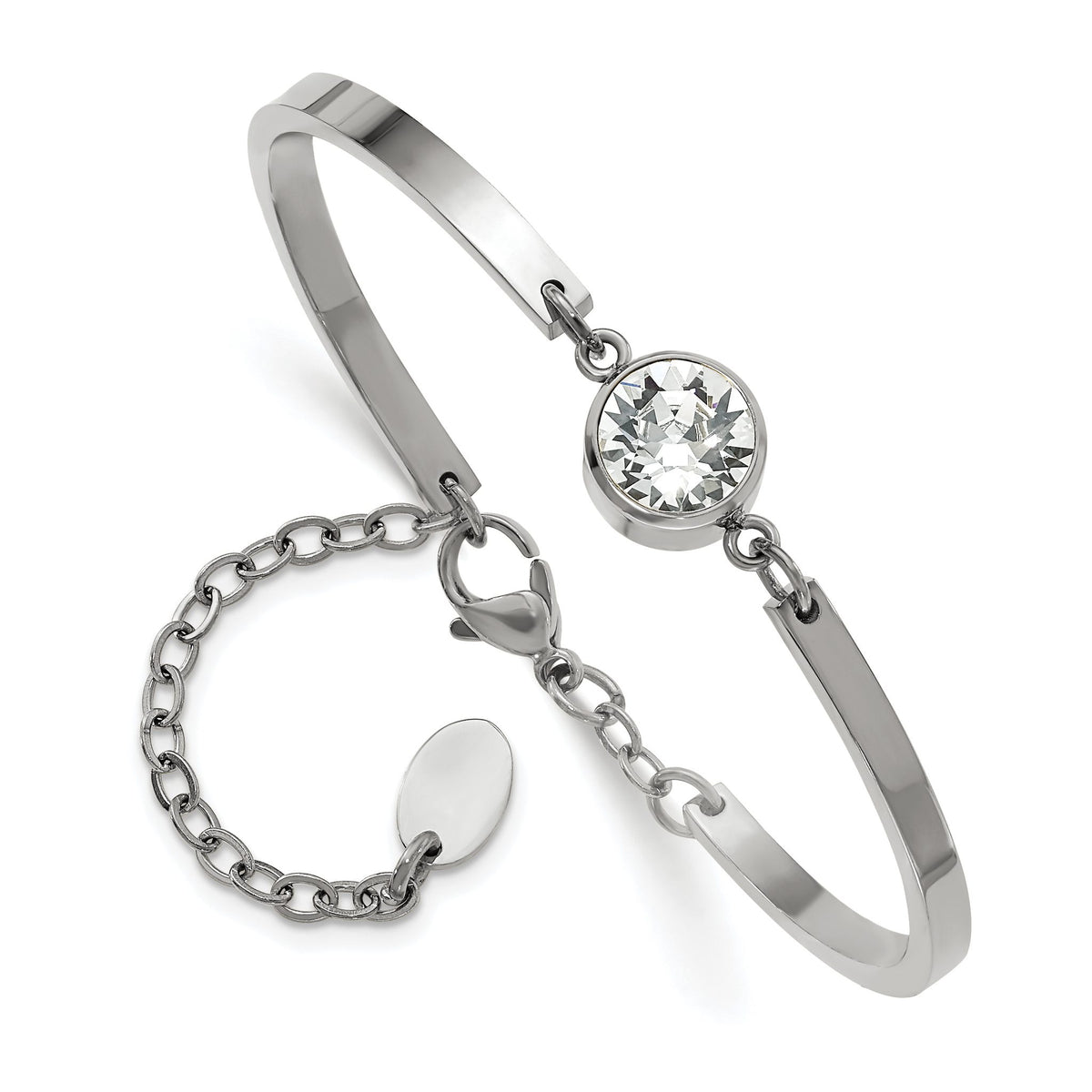 Crystal Bangle Bracelet in Stainless Steel, 3mm, 6.5 in - Sophia Jewelers