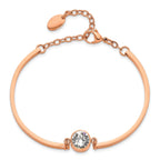 Crystal Bangle Bracelet in Rose IP-Plated Stainless Steel, 3mm - Sophia Jewelers