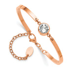Crystal Bangle Bracelet in Rose IP-Plated Stainless Steel, 3mm - Sophia Jewelers
