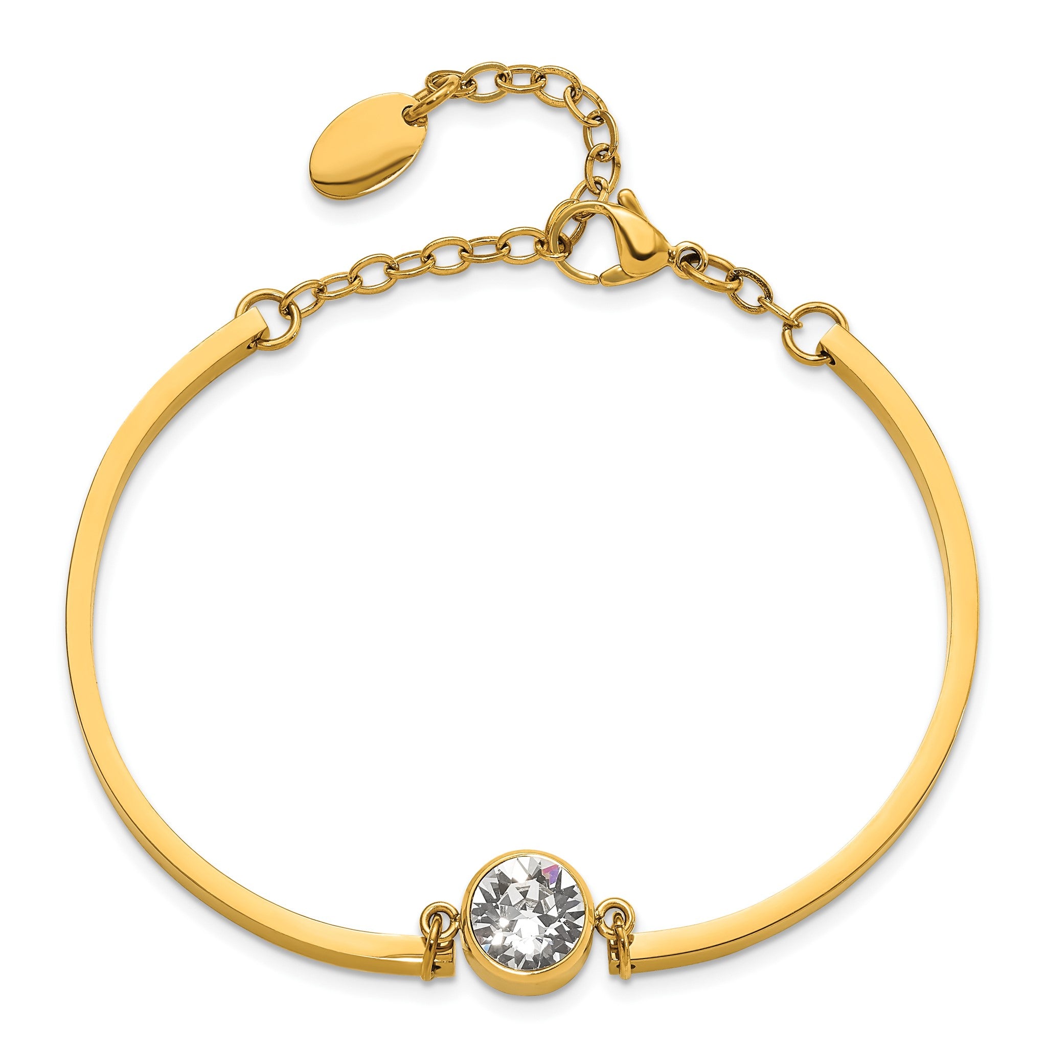 Chisel Stainless Steel Polished Yellow IP-plated with Crystal Bangle Bracelet with Extension for Women Secondary image