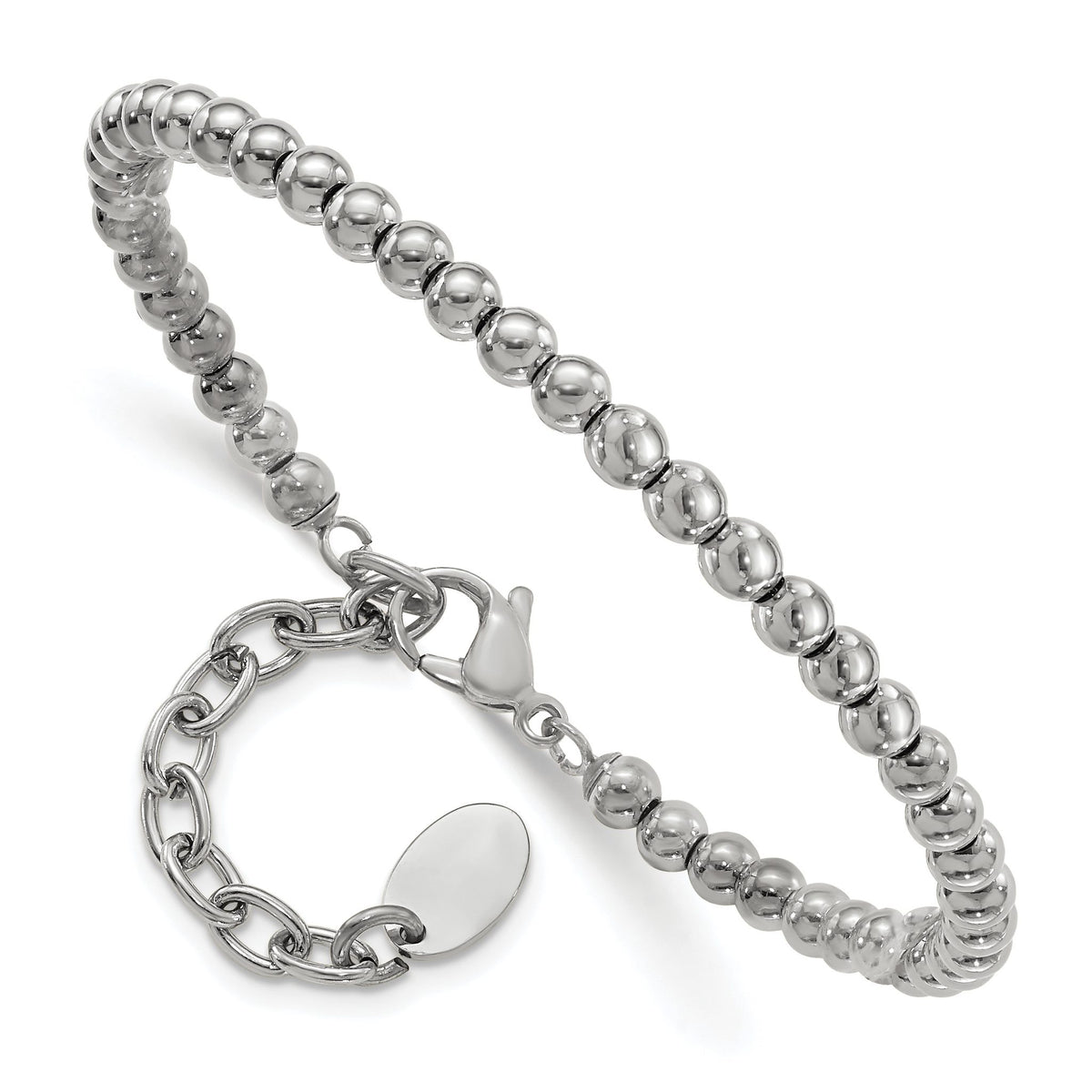 Beaded Bracelet in Stainless Steel, 4mm, 6.5 inches - Sophia Jewelers