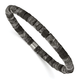 Black Spectrolite & Agate Beaded Bracelet in Stainless Steel, 6mm - Sophia Jewelers