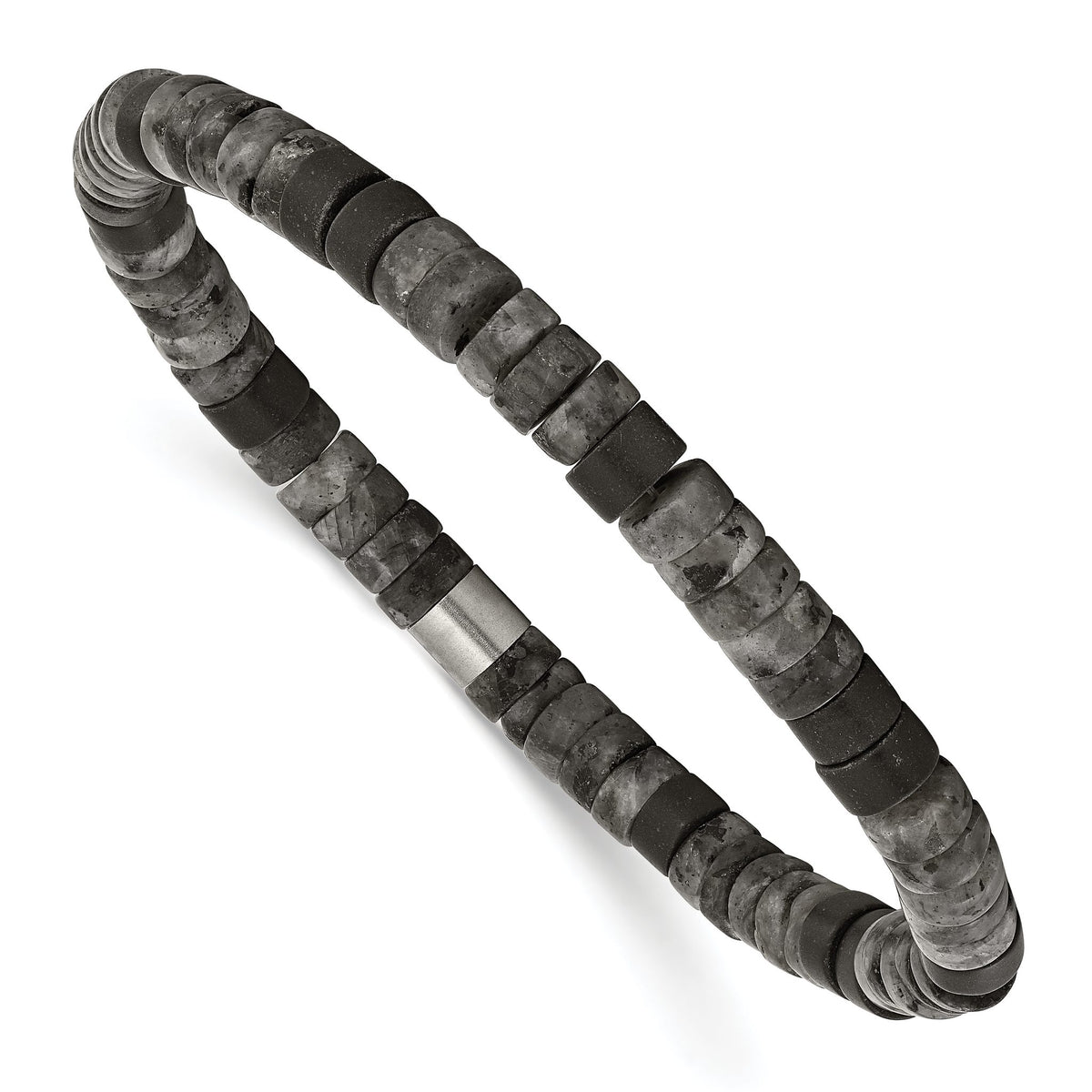 Black Spectrolite & Agate Beaded Bracelet in Stainless Steel, 6mm - Sophia Jewelers