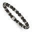 Black Agate Beaded Stretch Bracelet in Stainless Steel, 6mm Wide - Sophia Jewelers