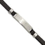 Black Leather ID Bracelet in Stainless Steel, 10mm, 8" - Sophia Jewelers
