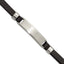 Chisel Stainless Steel Brushed Black Leather 8 inch ID Bracelet with .5 inch Extension