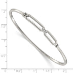 Polished Crystal Stainless Steel Bangle Bracelet 2mm