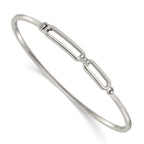 Polished Crystal Stainless Steel Bangle Bracelet 2mm