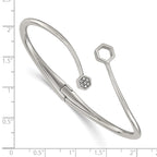 Polished Crystal Stainless Steel Bangle Bracelet 3mm
