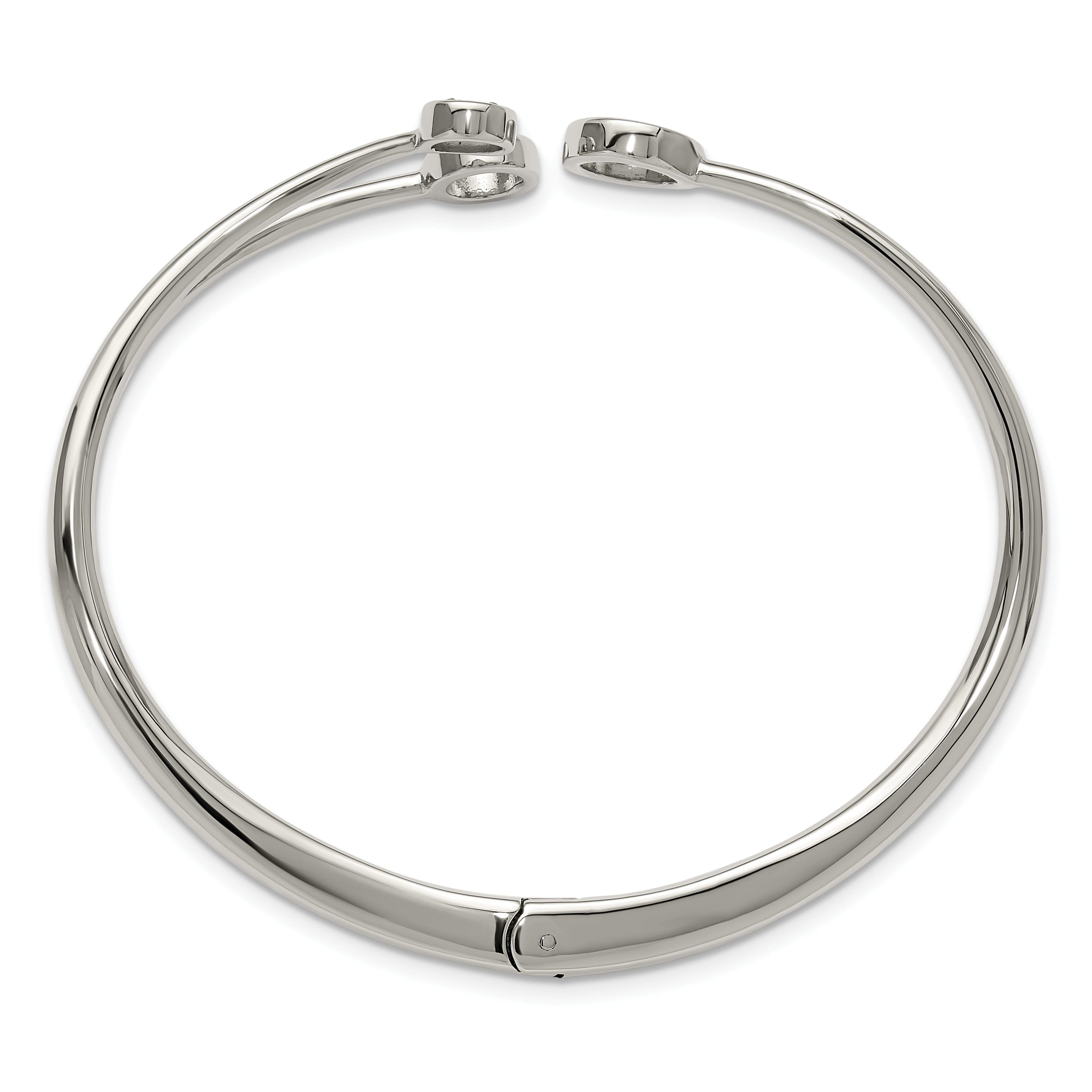 Polished Crystal Stainless Steel Bangle Bracelet 3.8mm