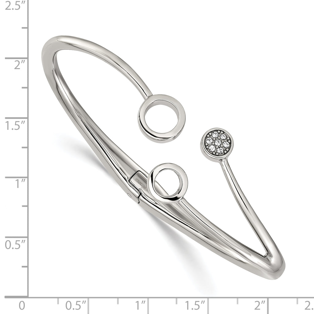 Polished Crystal Stainless Steel Bangle Bracelet 3.8mm