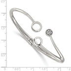 Polished Crystal Stainless Steel Bangle Bracelet 3.8mm