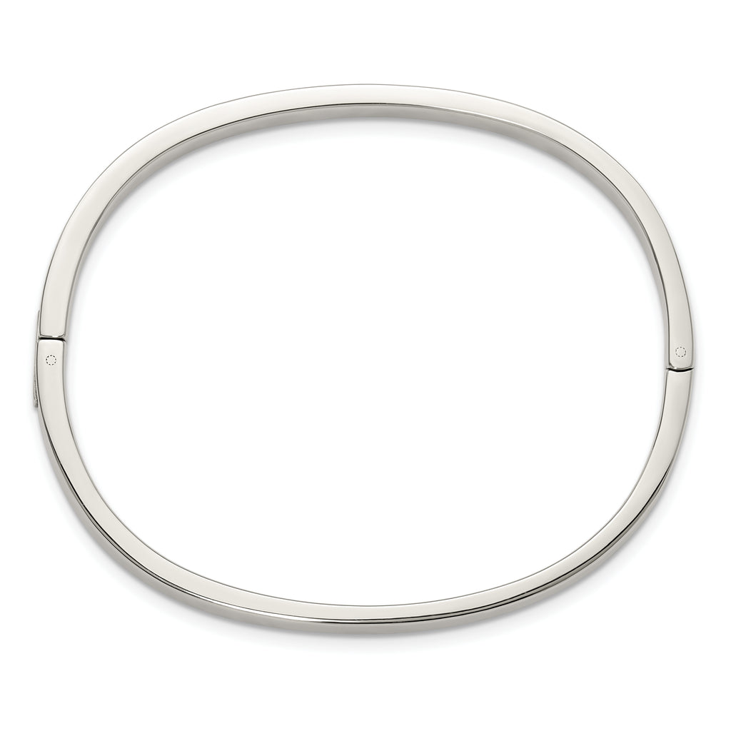 Polished Crystal Stainless Steel Bangle Bracelet 3.85mm