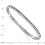 Polished Crystal Stainless Steel Bangle Bracelet 3.85mm