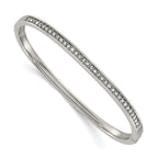 Polished Crystal Stainless Steel Bangle Bracelet 3.85mm