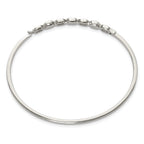 Polished Crystal Stainless Steel Bangle Bracelet 2mm 6.5in