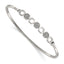 Polished Crystal Stainless Steel Bangle Bracelet 2mm 6.5in
