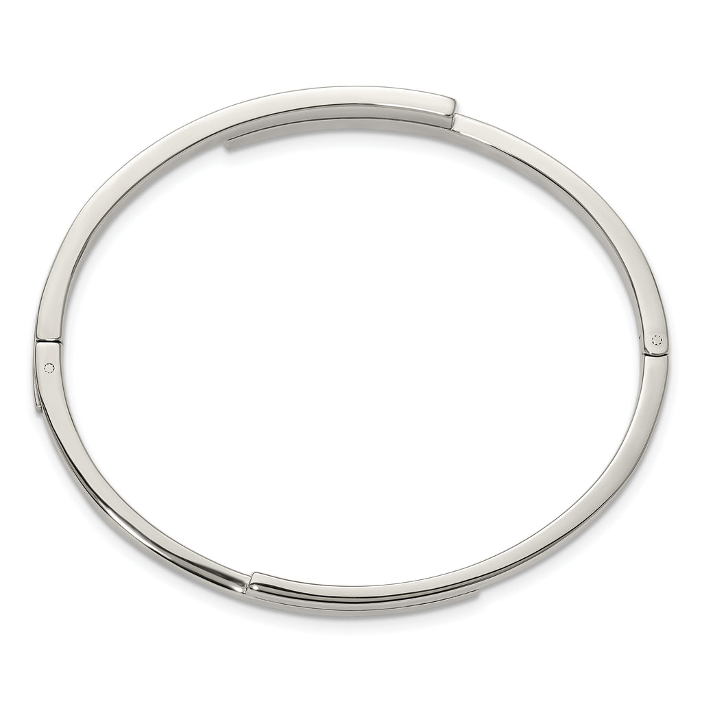 Polished Crystal Stainless Steel Bangle Bracelet 3.5mm