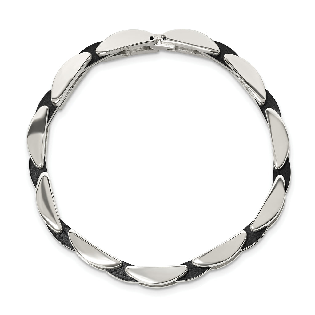 Men's Polished Black Stainless Steel Bracelet 11mm