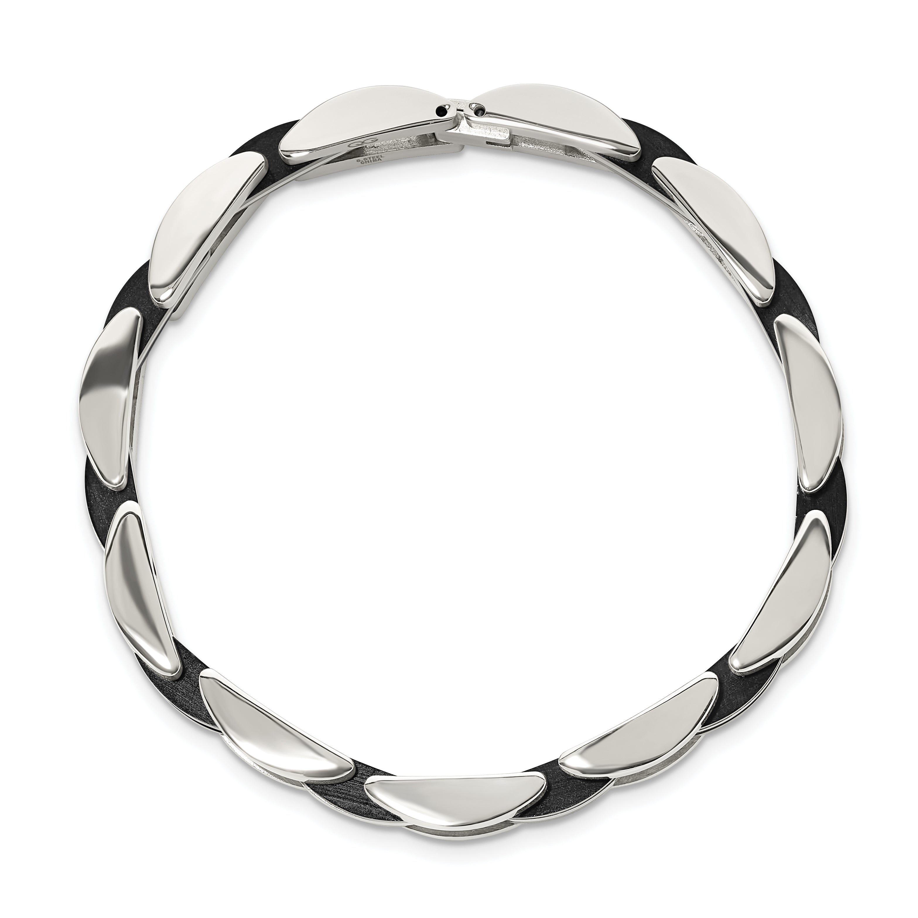 Men's Polished Black Stainless Steel Bracelet 11mm