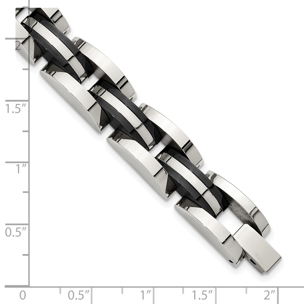 Men's Polished Black Stainless Steel Bracelet 11mm