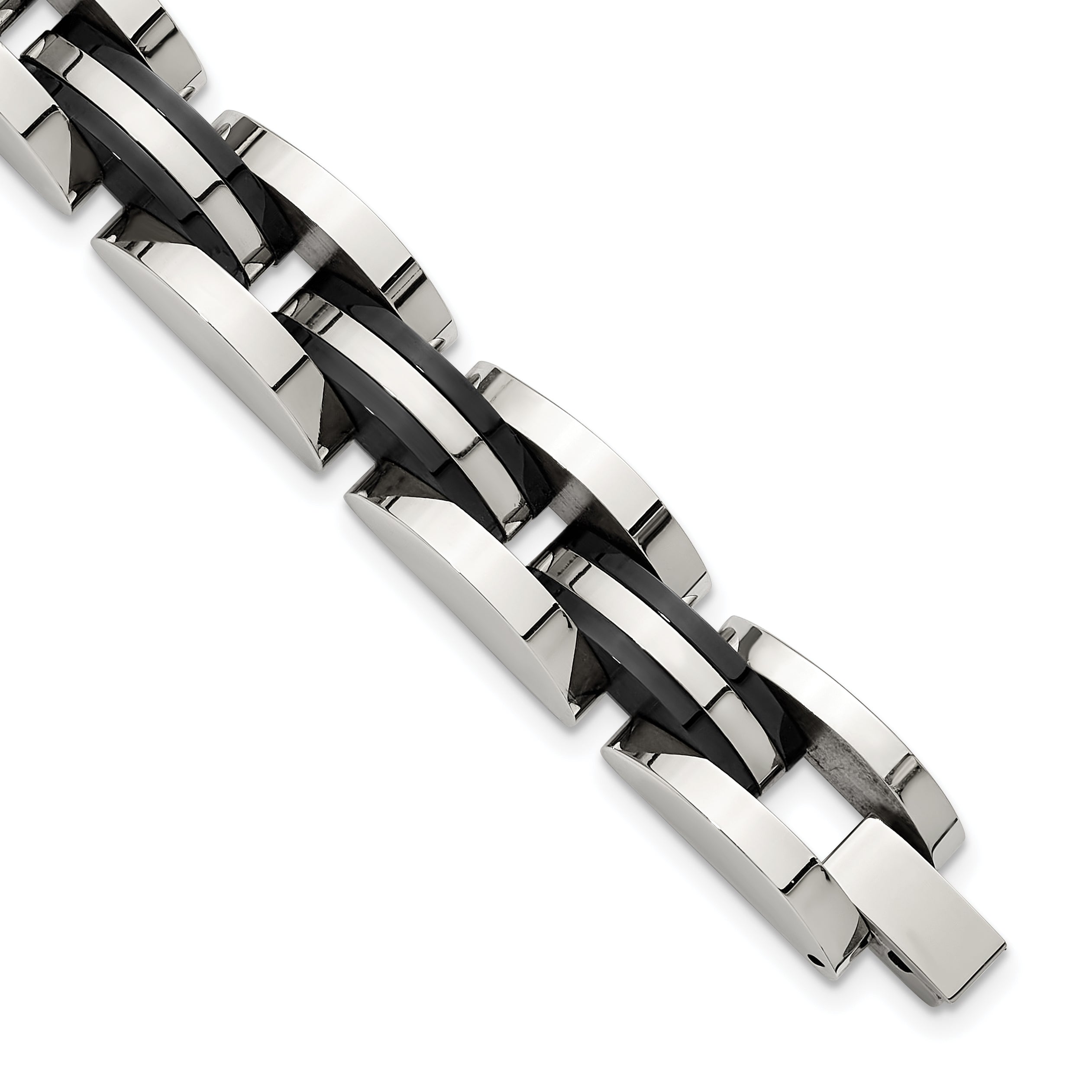 Men's Polished Black Stainless Steel Bracelet 11mm