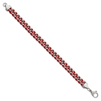 Men's Polished Rubber Red Enamel Stainless Steel Curb Chain Bracelet 9mm