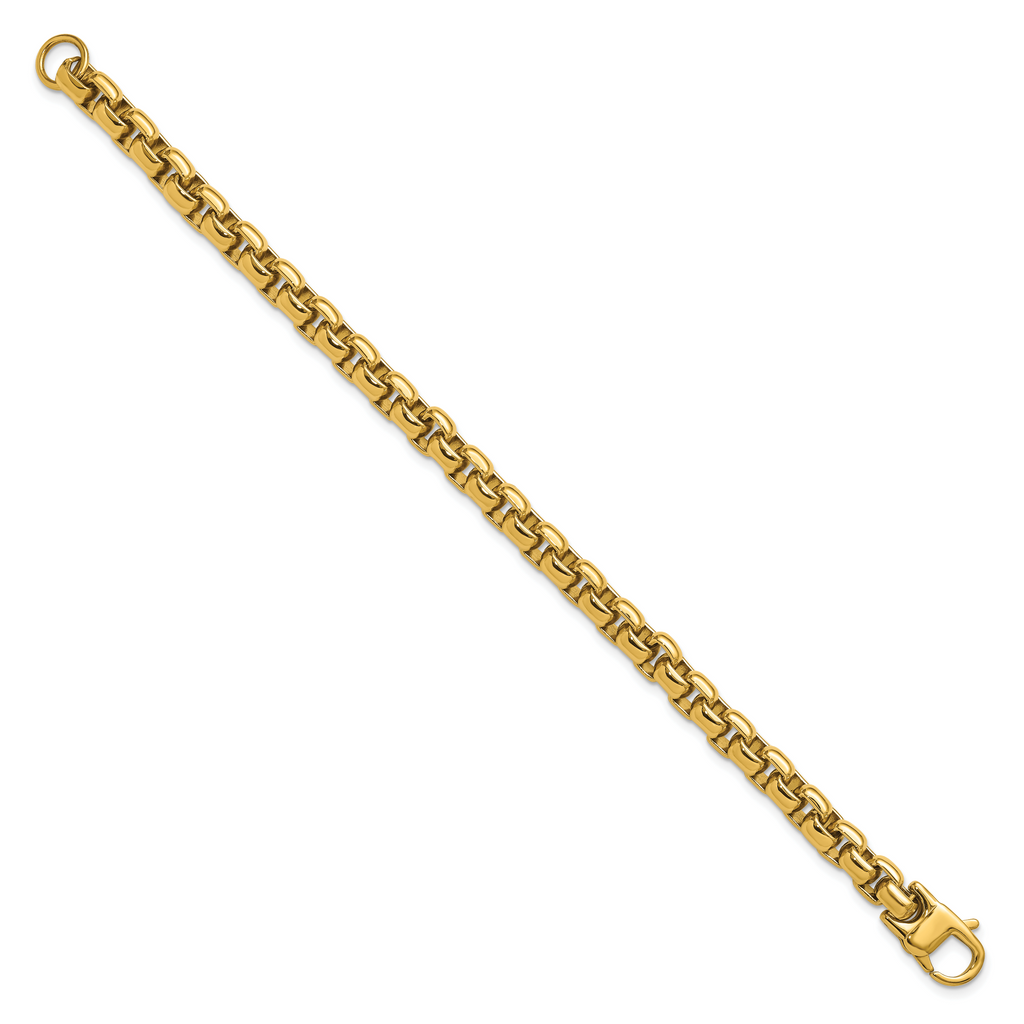 Men's Polished Gold-Tone Stainless Steel Box Chain Bracelet 8mm
