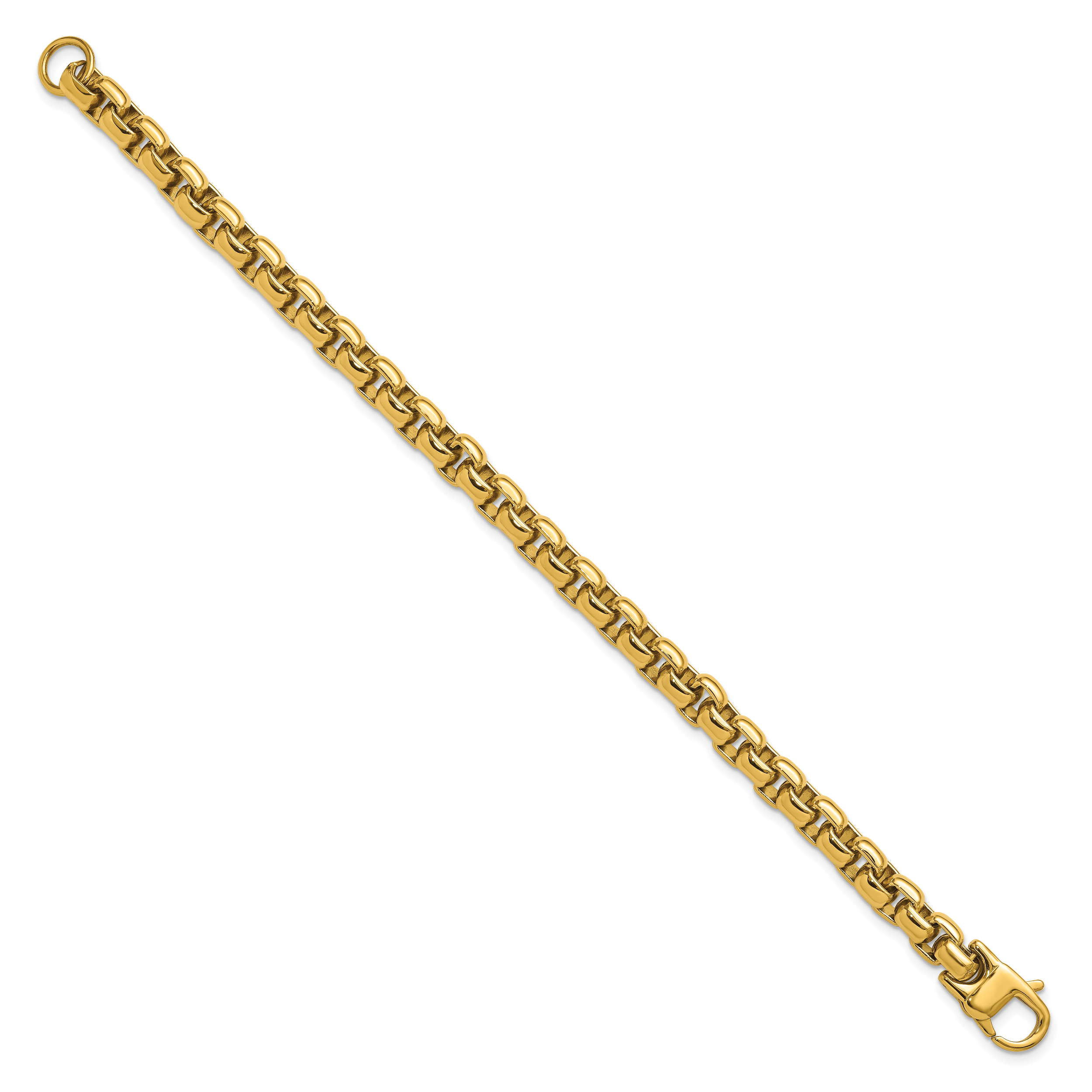 Men's Polished Gold-Tone Stainless Steel Box Chain Bracelet 8mm