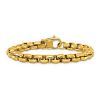 Men's Polished Gold-Tone Stainless Steel Box Chain Bracelet 8mm