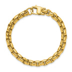 Men's Polished Gold-Tone Stainless Steel Box Chain Bracelet 8mm