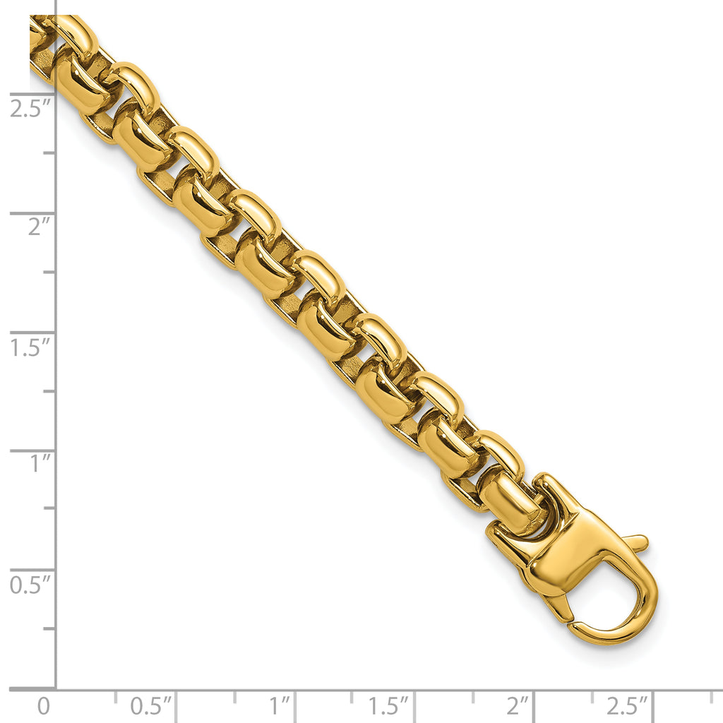 Men's Polished Gold-Tone Stainless Steel Box Chain Bracelet 8mm