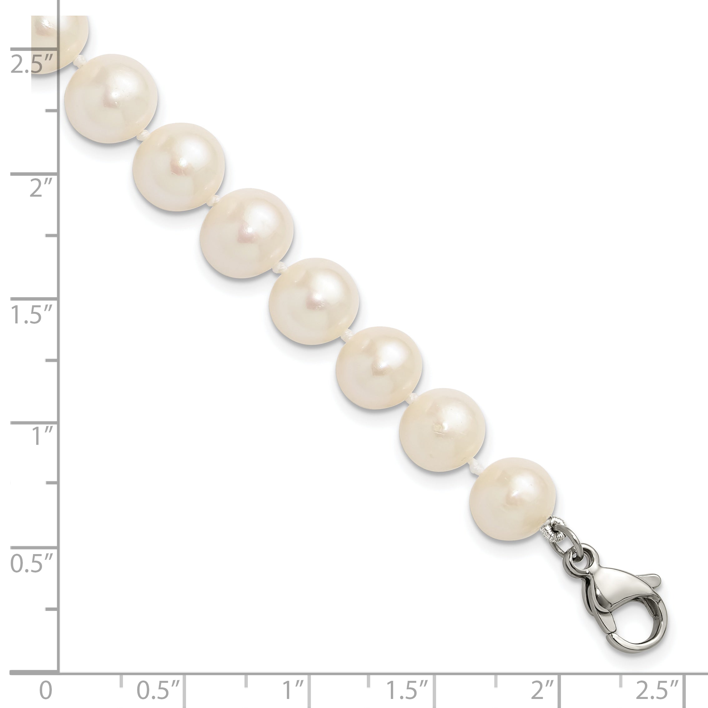 Polished Freshwater Cultured Pearl Knot Stainless Steel Bracelet 10mm