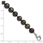 Polished Black Freshwater Cultured Pearl Knot Stainless Steel Bracelet 9mm