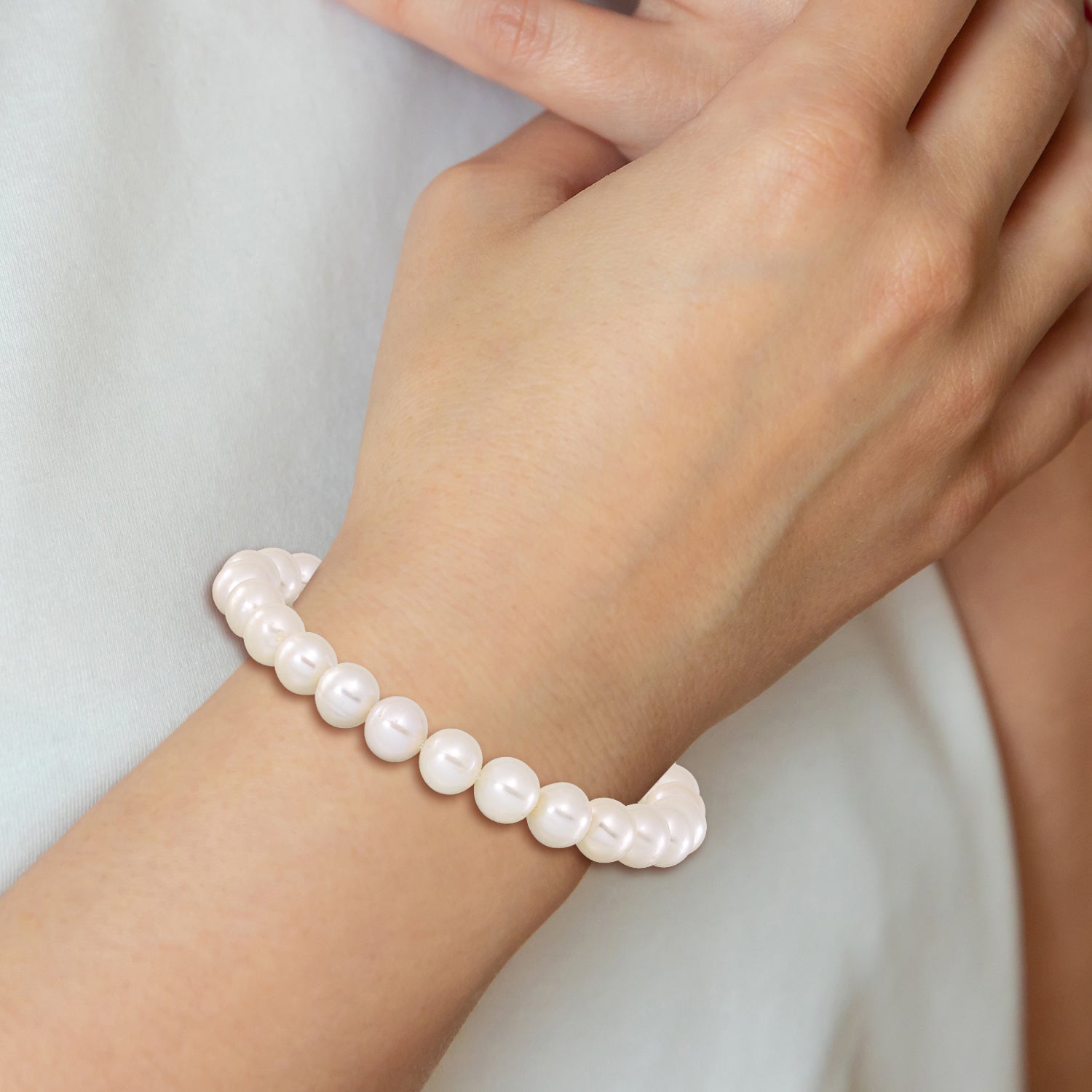 Freshwater Cultured Pearl Stainless Steel Bracelet 8mm