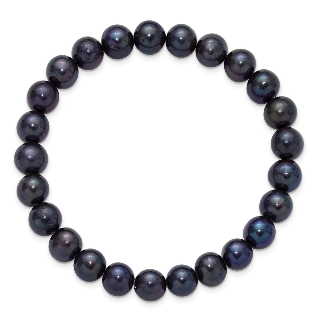 Black Freshwater Cultured Pearl Stainless Steel Bracelet 9mm
