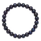 Black Freshwater Cultured Pearl Stainless Steel Bracelet 9mm