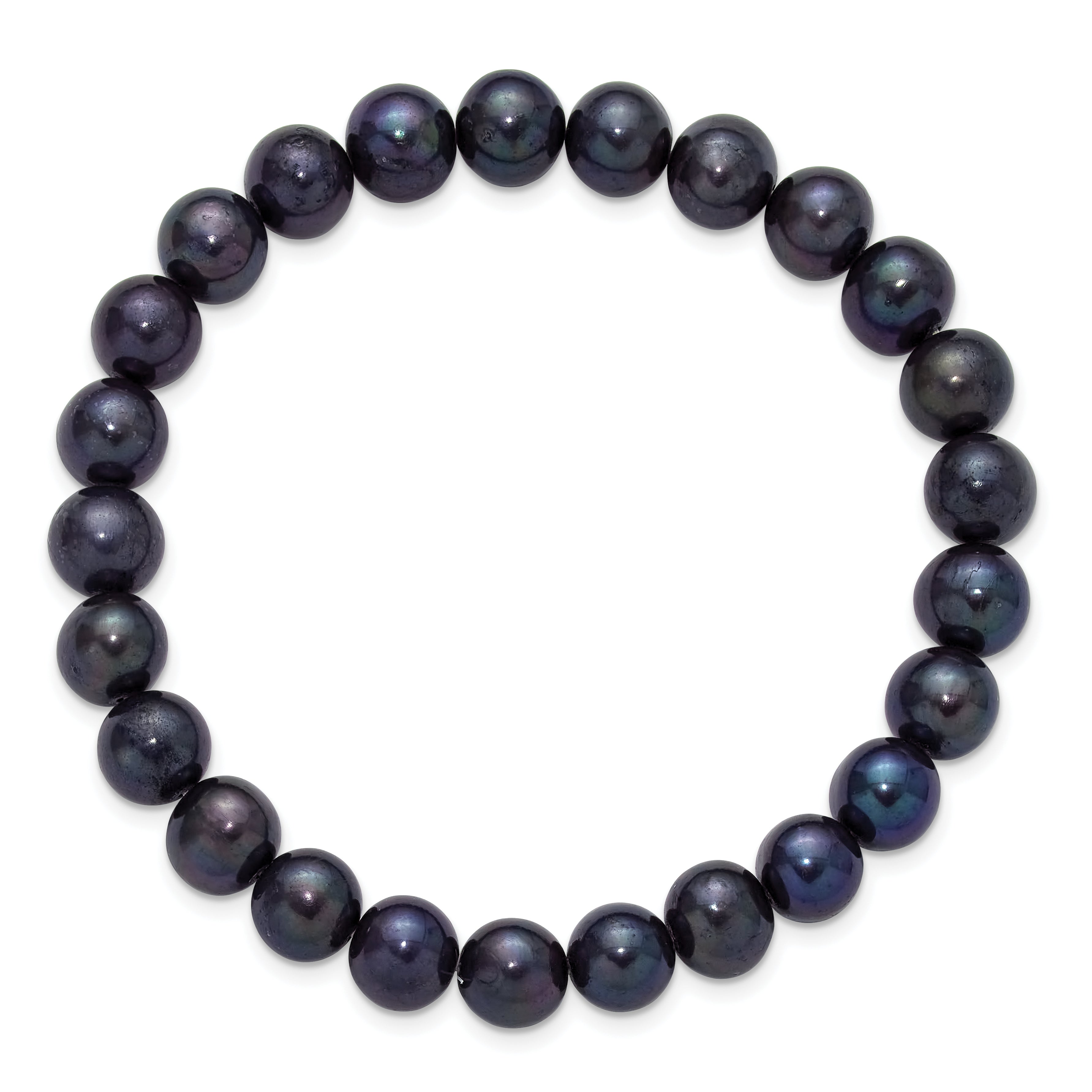 Black Freshwater Cultured Pearl Stainless Steel Bracelet 9mm