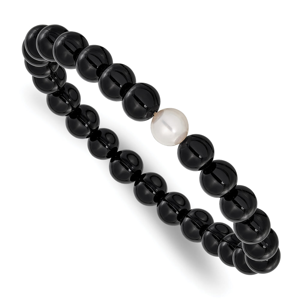 Freshwater Cultured Pearl Stainless Steel Bracelet 8mm 8in