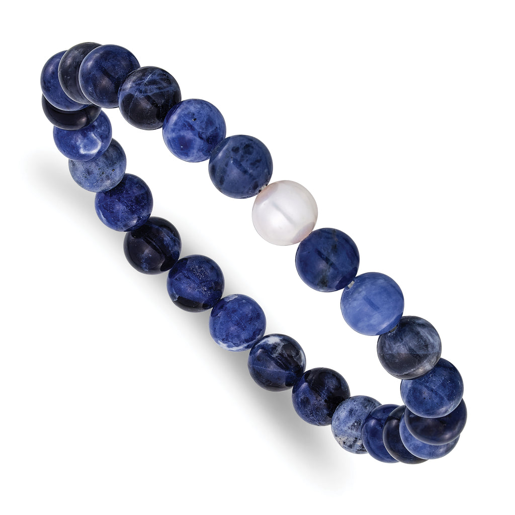 Stainless Steel Beaded Bracelet, 8 in