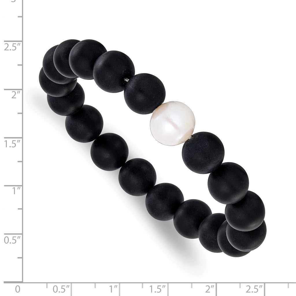 Stainless Steel Beaded Bracelet, 7 in