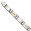 Men's Polished Cross Stainless Steel 14K Gold Accent Link Bracelet 14mm
