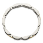 Men's Polished Stainless Steel 14K Gold Accent Link Bracelet 11mm