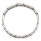 Men's Polished Diamond Black Enamel Stainless Steel Link Bracelet 9mm